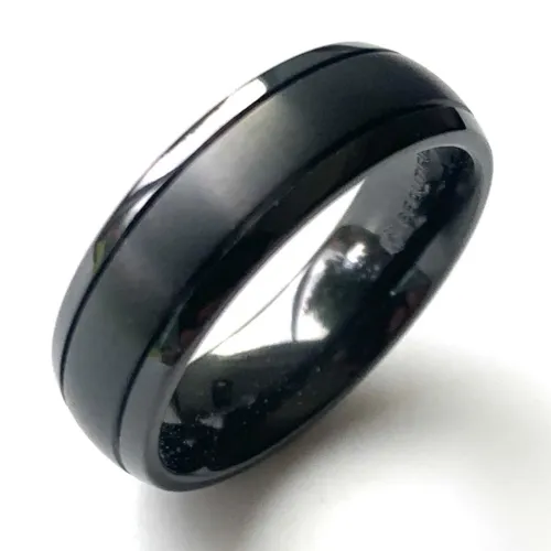Zirconium Mens Wedding Ring - Flat Court 3mm-12mm