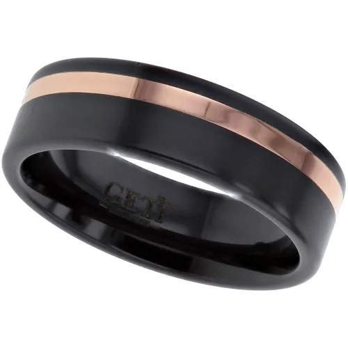 Zirconium Ring with Rose Gold - Flat Court 5mm-7mm