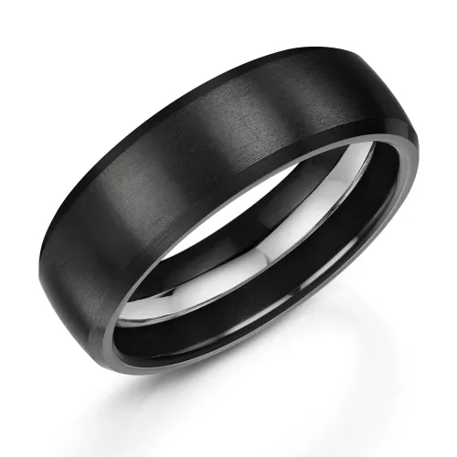 Zirconium and Silver Wedding Ring ZT327C