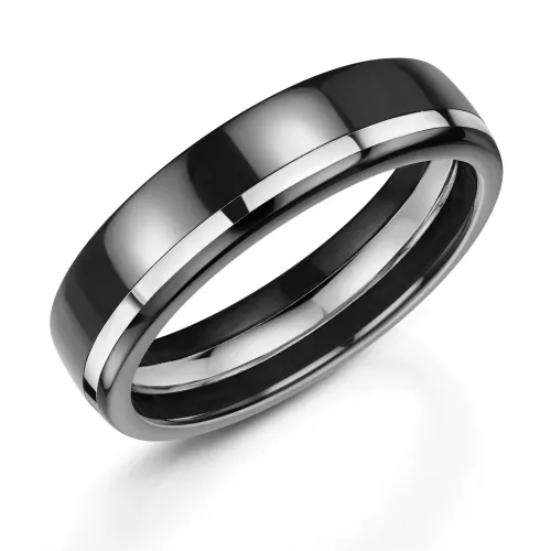 Zirconium and Silver Wedding Ring ZT501
