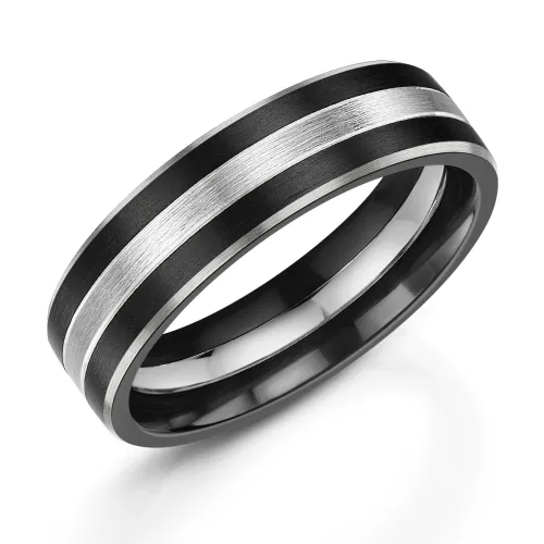 Zirconium and Silver Wedding Ring ZT530