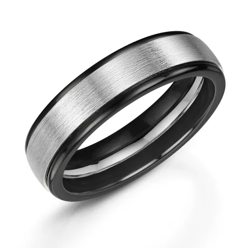 Zirconium and Silver Wedding Ring ZT560