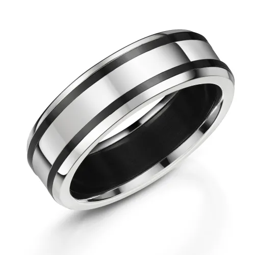 Zirconium and Silver Wedding Ring ZR510