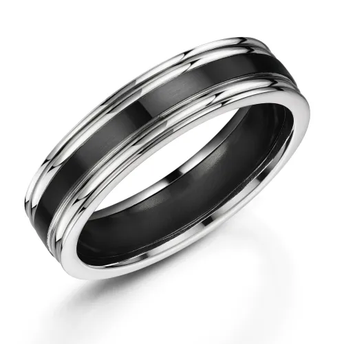 Zirconium and Silver Black Wedding Rings