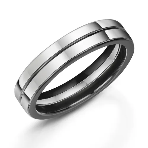 Zirconium and Silver Wedding Ring ZT505