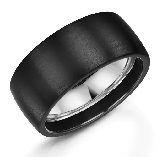 Zirconium and Silver Wedding Ring 