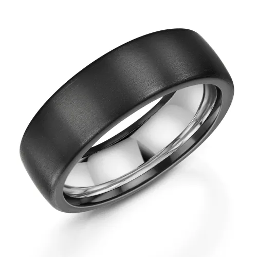 Zirconium and Silver Wedding Ring ZT327