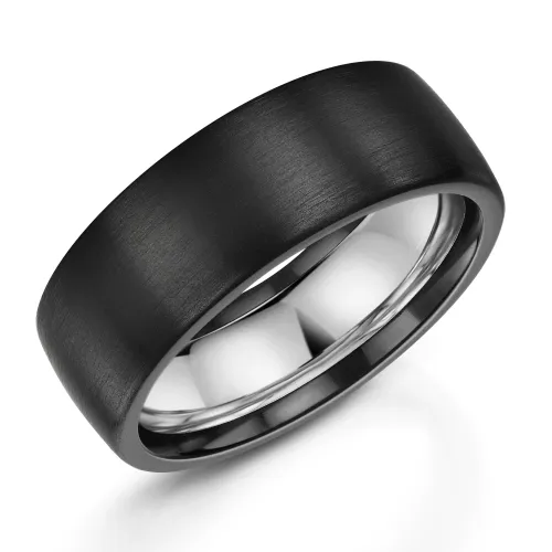 Zirconium and Silver Wedding Ring ZT328