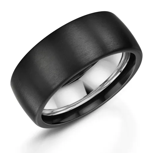 Zirconium and Silver Wedding Ring ZT329