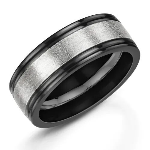 Zirconium and Silver Wedding Ring ZT540