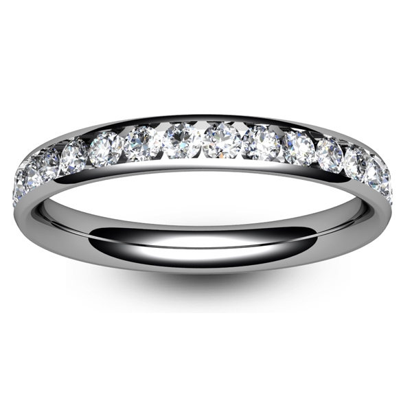 hammered domed bands – 18k palladium white gold wedding rings